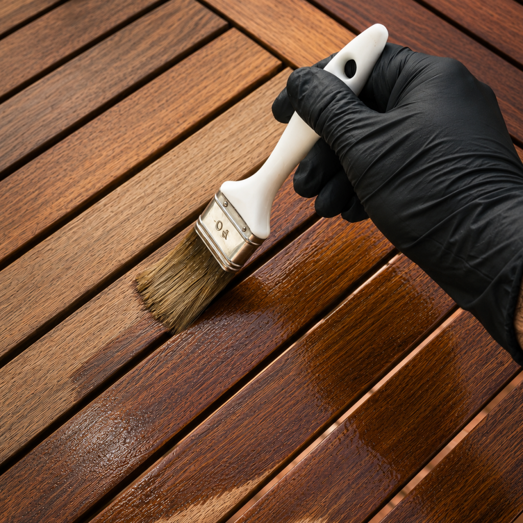 what it looks like when applying a deck sealer
