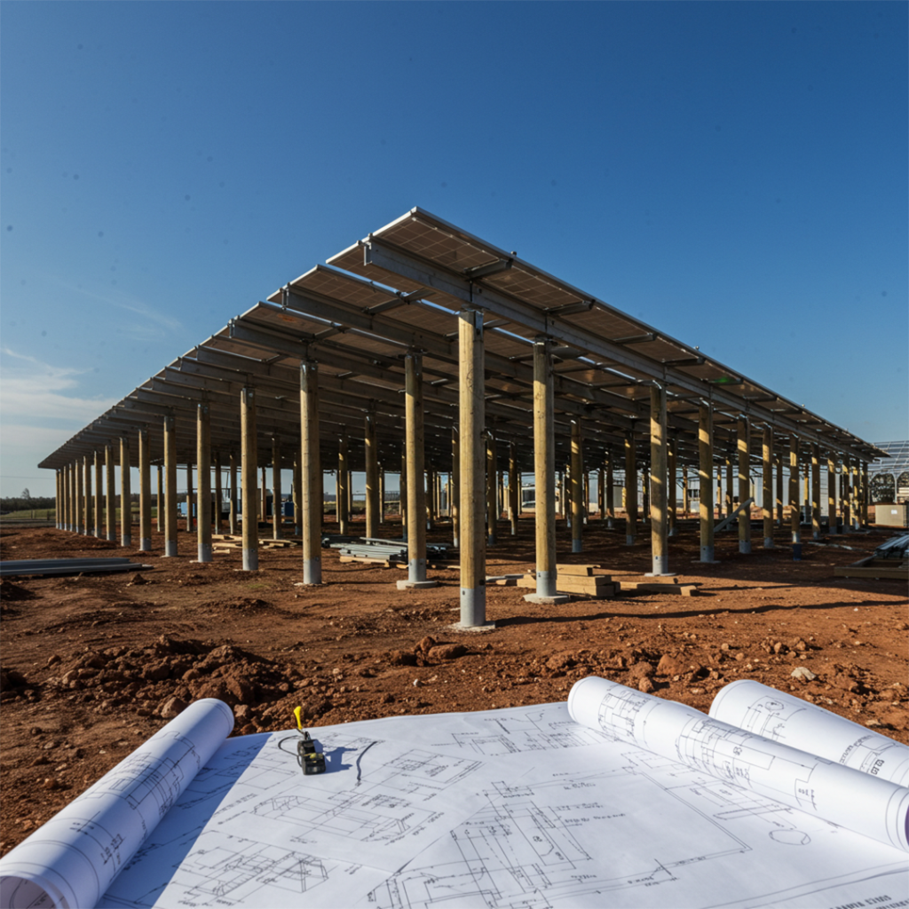 Poles installed to hold timber fence