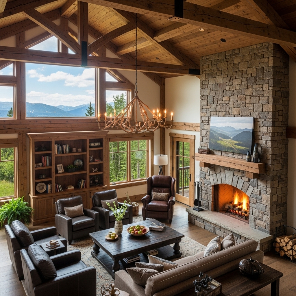 Interior of a modern luxury lodge