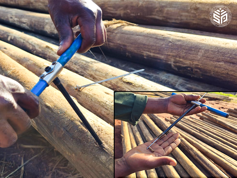 Image of what a increment borer is and how to test lumber with it.