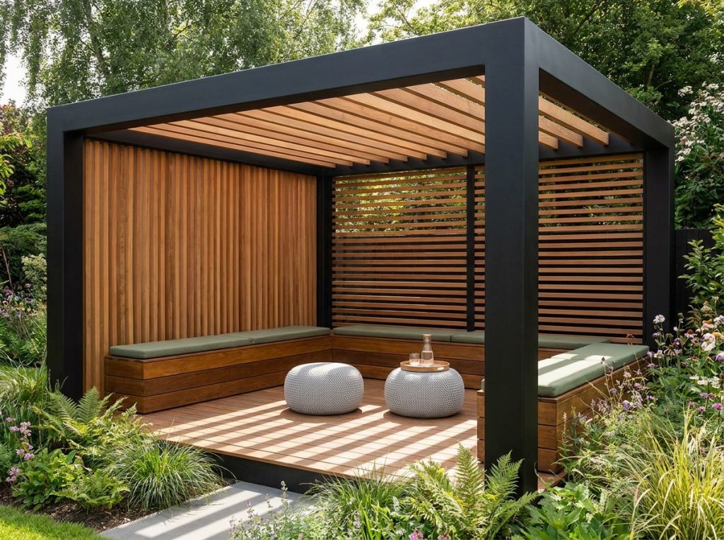 Modern timber pergola